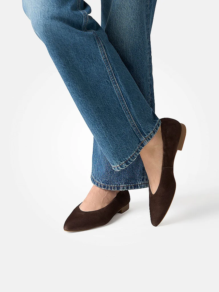 Ballerina PAUL GREEN "Paul Green Ballerinas Veloursleder", Damen, Gr. 38,5, dunkelbraun, Veloursleder, Schuhe Ballerina 2